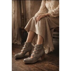 L'Artiste Victorian Gray Leather‎ Button Boots 36 Cottagecore Romantic Steampunk